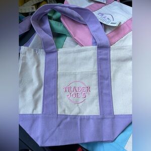 Trim Canvas Tote Trader Joe’s Mini Pastel Canvas White and Lavender Bag Easter